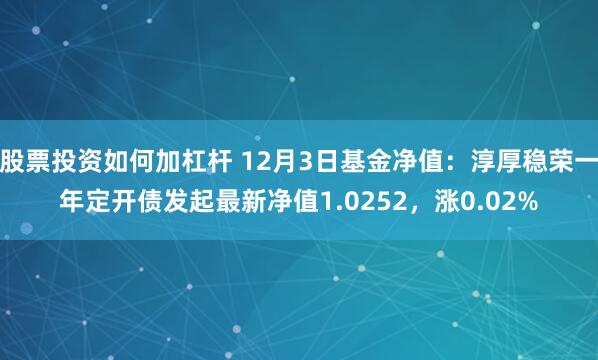 股票投资如何加杠杆 12月3日基金净值：淳厚稳荣一年定开债发起最新净值1.0252，涨0.02%