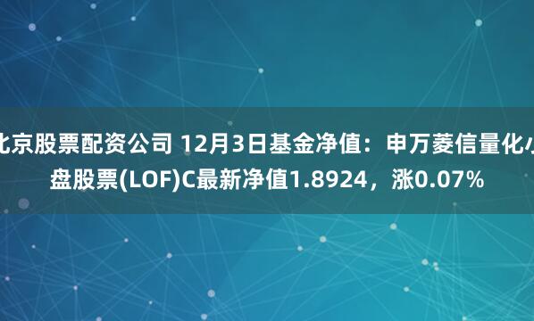 北京股票配资公司 12月3日基金净值：申万菱信量化小盘股票(LOF)C最新净值1.8924，涨0.07%