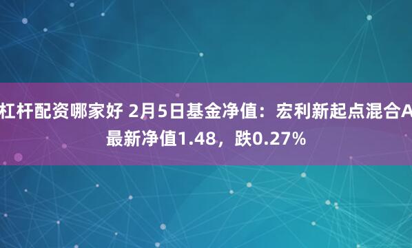 杠杆配资哪家好 2月5日基金净值：宏利新起点混合A最新净值1.48，跌0.27%