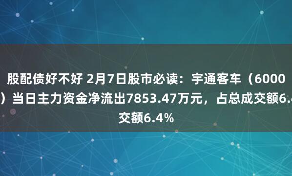 股配债好不好 2月7日股市必读：宇通客车（600066）当日主力资金净流出7853.47万元，占总成交额6.4%